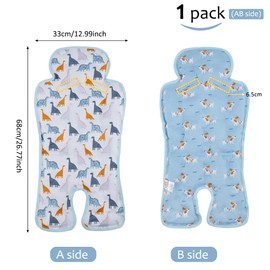 Gel Car Seat Cooler Pad,1 Pack Double Sides-Universal Baby Stroller Ice Cushion Cooler Mat,Summer cooling Seat Liner,Multifunctional Suitable for Baby Dining Chair,Child Safety Seat (Dinosaur+Dog)