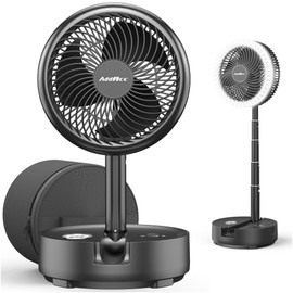 40000mAh Battery Operated Fan - Rechargeable Collapsible Fan, 106H Run, 9 Speeds Oscillating, Battery Powered with Timer & Light for Camping Travel RV Outdoor Hurricane Power Outage Black