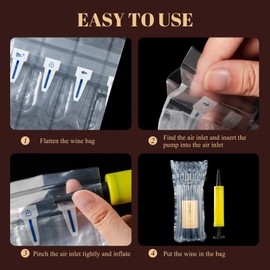 50 PCS Wine Bottle Travel Protector Bags,MYFUTONG Inflatable Air Column Packaging Bubble Bag with Free Inflator Pump, Reusable Bottle Protector Bag for travel,Safe Choice for Wine Transportation.