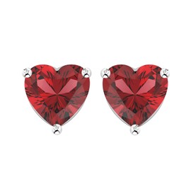 1.75 Cts 925 Sterling Silver Red Garnet Stud Earrings For Women, Sterling Silver Red Stone January Birthstone Stud Earrings Jewelry Gift For Mom Wife Sister Girlfriend