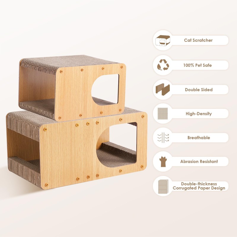 EHEYCIGA Cardboard Cat Scratcher House, 17-Inch Corrugated Cat Scratcher for
