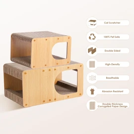 EHEYCIGA Cardboard Cat Scratcher House, 17-Inch Corrugated Cat Scratcher for Indoor Cats, Kitten Scratching Board Pad, Brown