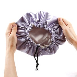 ELIHAIR Gorro de Dormir de satén para niños, para Cabello Natural, Adolescentes y niños pequeños, Gorra de satén Ajustable para Dormir Nocturno, Reversible, Doble sueño, Lila