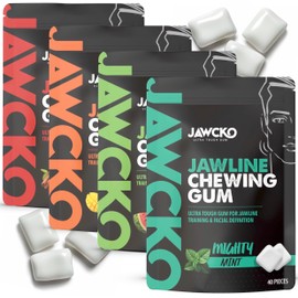 JAWCKO Ultra-tough Jawline Chewing Gum Variety 4-Pack | Get a Stronger, Squarer Jawline | 15X Harder than other Gum | Jaw Training Hard Gum | Chisel, Sculpt, Tone your Jaw | Facial Fitness Mewing Gum