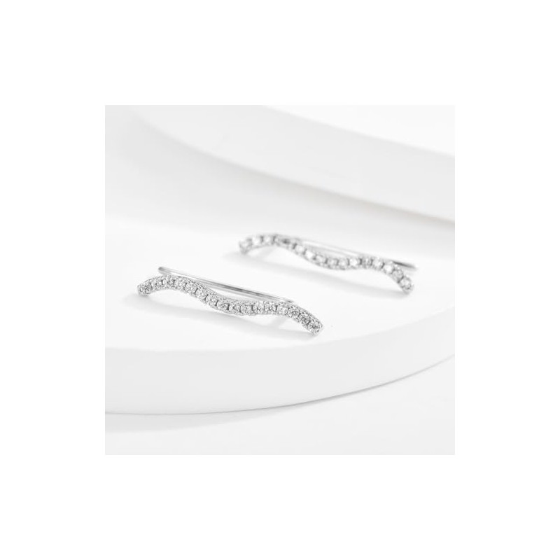 Earrings Silver for Women, Earrings Climber Stud Earrings with 5A
