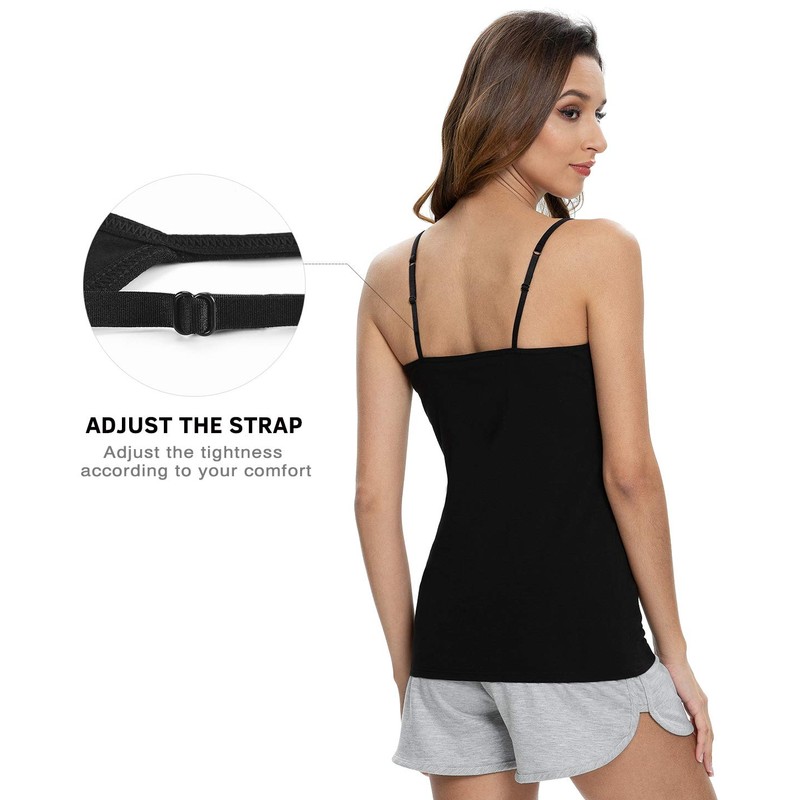 vislivin Women's Undershirt with Shelf Bra Cotton Tank Top Spaghetti