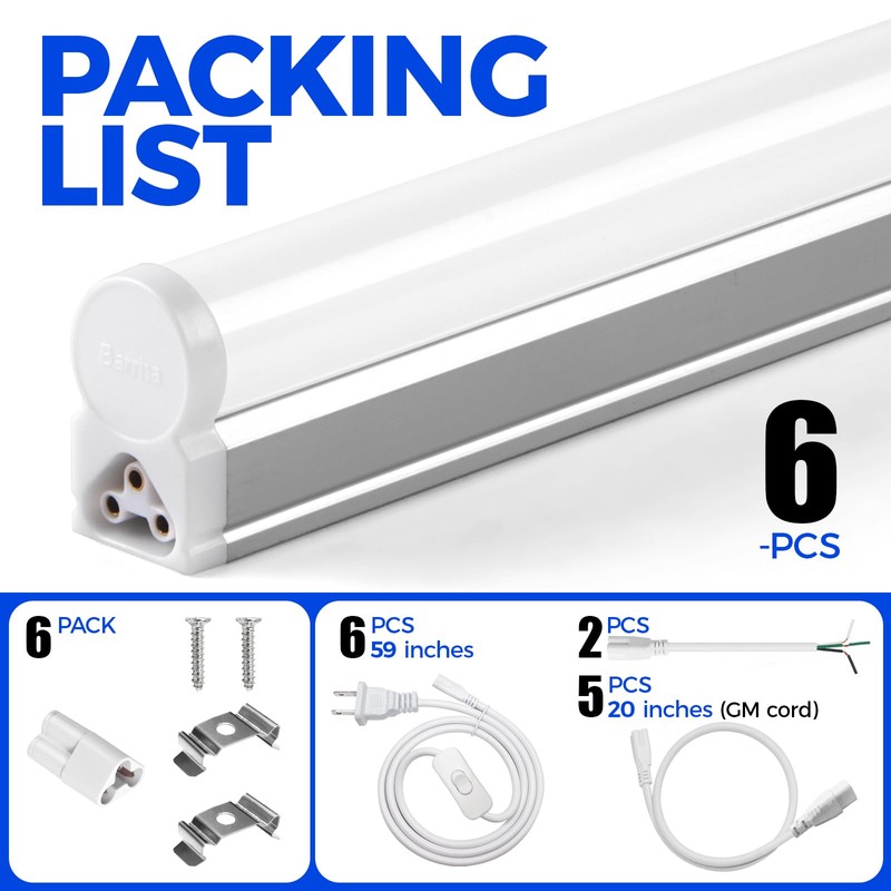Barrina T5 4FT LED Shop Light, 2200lm,5000K Daylight White, 20W