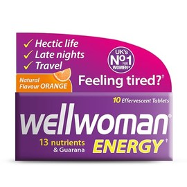 Wellwoman Energy Orange - 10 Dissolving Multivitamins Effervescent Tablets for Woman, Natural Orange Flavour,