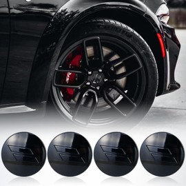 INUBOXES 63mm=2.5 inches-Slash Wheel Center Cap Covers Hub Cap Emblem Badge Compatible with Jeep & Chrysler & Dodge Charger Challenger Durango Dart (Black)