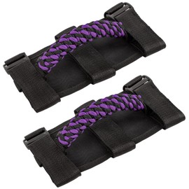 Savadicar - 2 asas de agarre de barra enrollable, mango de agarre de tela circular compatible con Jeep Wrangler CJ YJ TJ JK JKU JL JLU y Gladiator JT, accesorios interiores, morado, 2 unidades