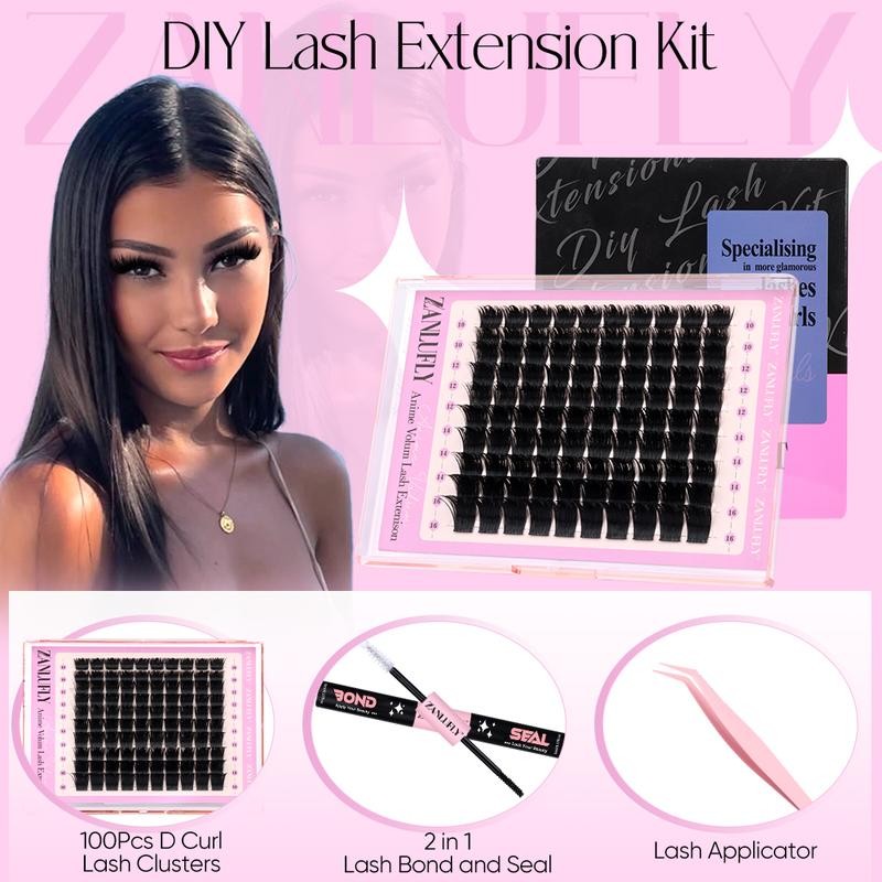 zanlufly Lash Clusters KIt D Curl Lash Extension Kit Volume