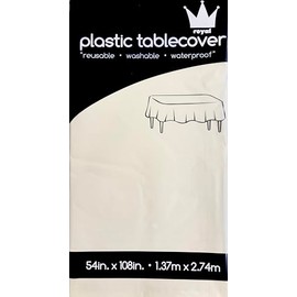 ROYAL7 - Paquete de 3 manteles rectangulares desechables de plástico para picnic, cumpleaños, barbacoa, fiesta, boda (marfil, rectangular, 54 pulgadas X108 pulg.)