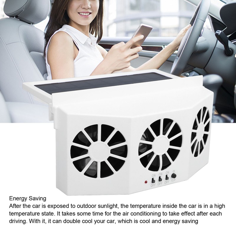 Car Exhaust Fan Solar Powered 3 Fans Ventilation Cooling Odor