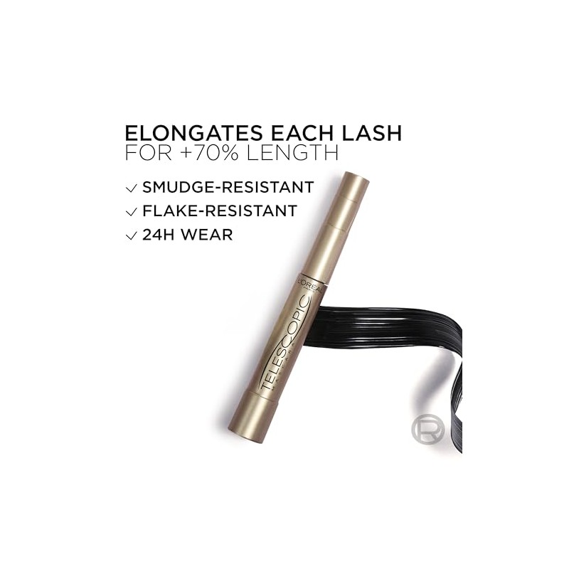 L'oréal Paris Makeup Telescopic Original Lengthening Mascara, Black, 2Count