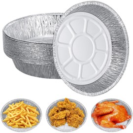 YuanYouTong 20 pcs Air Fryer Liners Disposable 8 Inch Round Aluminium Foil Trays Food Containers for Airfryer, Baking, Cooking, Oven, Tower or Roasting, Air Fryer Accessories for Ninja, COSORI, Tefal