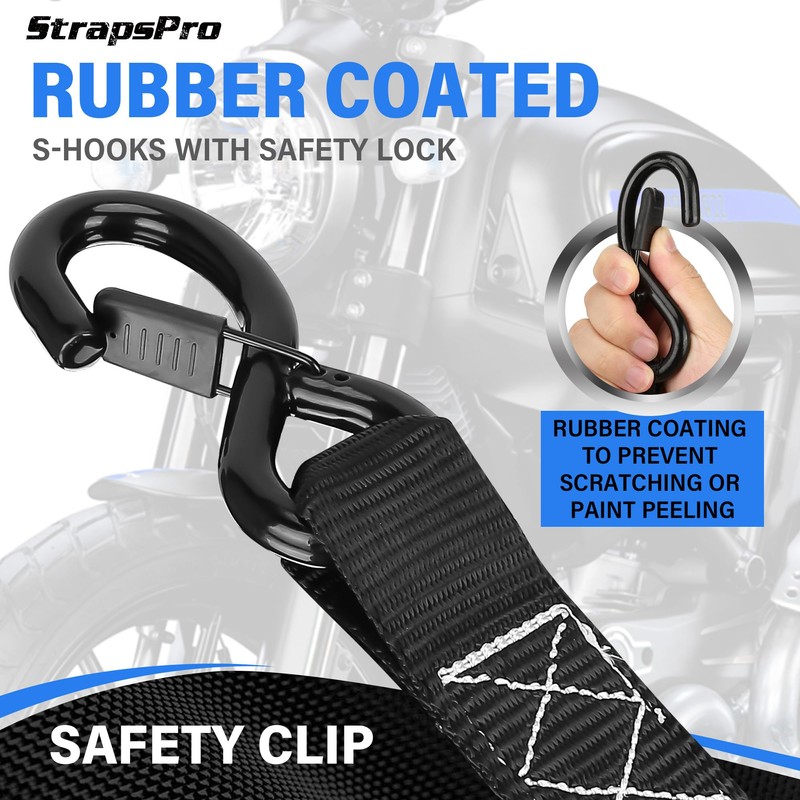 Retractable Ratchet Straps, 1763lb Break Strength Self Retracting Ratchet Straps