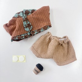 Shirt & Pants Set with Necktie for 3.9 inches (10 cm), Brown