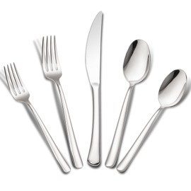 Aisoso 40-Piece High-End Silverware Set with Forks Spoons and Knives, Stainless Steel Serving Utensils for 8 with Mirror Finished Handle, Durability and Dishwasher Safe for Restaurant, Weddings