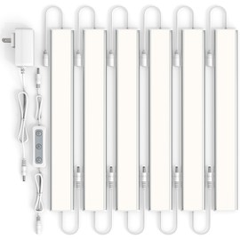 ASOKO Under Cabinet Led Light Plug in, Dimmable Daylight White 4000K, 6 Pack 12 inch Linkable Under Counter Lights 2500lm for Kitchen, Shelf, Workbench, Cupboard, Upgrade ETL Listed Plug 24V