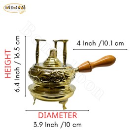 Elbaramony Al Bramony Brass Engraved Copper Turkish Greek Coffee Alcohol Burner Maker Table Top Tabletop With Wooden Handle Arabian Solid Large Size Hand Hammered Handmade Egypt Egyptian Decanter