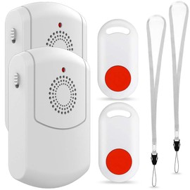 Home/Elderly/Patient Caregiver Pager Call Wireless Button 52 Melodies Portable Receiver with 2 Vibrations +2 Emergency Transmitters