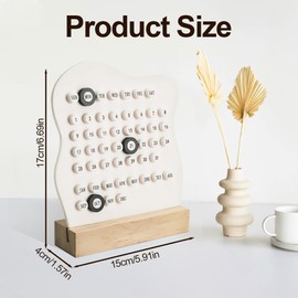 Mulaibdin Desk Perpetual Calendar, DIY Block Calendar, Modern Reusable Ring Date Calendar, Record Cute Desktop Decor for Home Office Accessories Aesthetic (White)