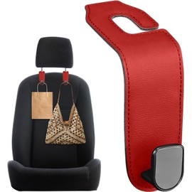 Paquete de 2 ganchos para reposacabezas de asiento de coche, ganchos elegantes organizadores para bolsos, abrigos, paraguas (rojo)