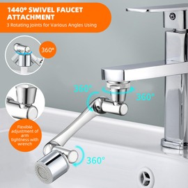 CLINFASTER 1080° Swivel Faucet Extender, 360° Swivel Robotic Arm Faucet Aerator, 2 Mode Splash Water Filter Extension, Multifunctional Universal Model Sink Faucet Adapter for Kitchen/Bathroom Sink