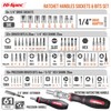 Hi-Spec 61pc 1/4” Hex Driver Bits & Socket Set with