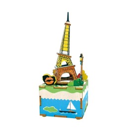 Homeford Romantic Eiffel DIY 3D Wooden Music Box Model, 7-3/4-Inch