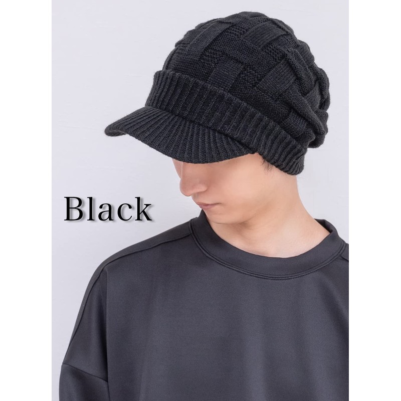 Loo & c Knit Hat with Brim, Large Size, Cross