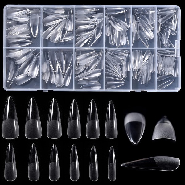 KADS Kurze Nagelspitzen für Acrylnägel, transparent, künstliche Spitzen, quadratisch, lang,