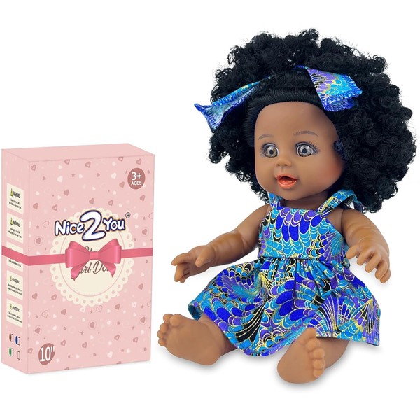 Nice2you 10 Inch Black Doll for Girls, 25 cm African