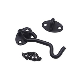 T Tulead 3-Inch Barn Door Lock Hook Eye Latch Gate Lock Black Stainless Steel Safety Latch with Mounting Screws