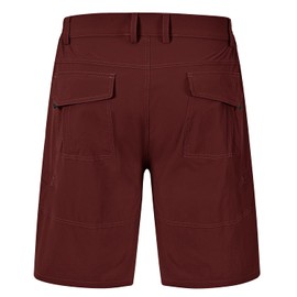 Rdruko Pantalones cortos cargo de secado rápido para hombre, para senderismo, ciclismo, camping, viajes, con 6 bolsillos, Rojo vino, 36