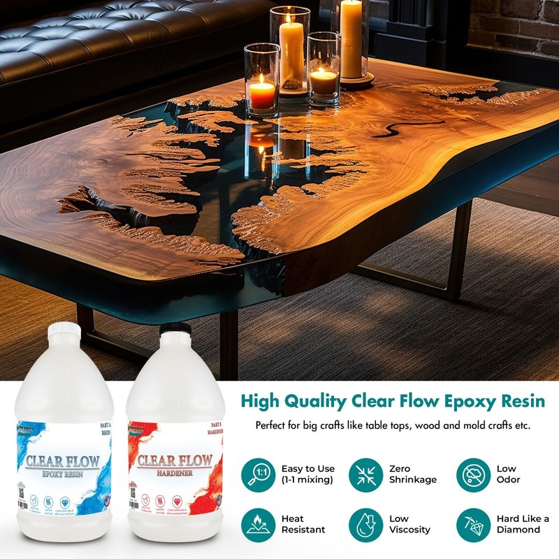 Unbranded Clear flow epoxy resin, 2 part, resin, low odor,