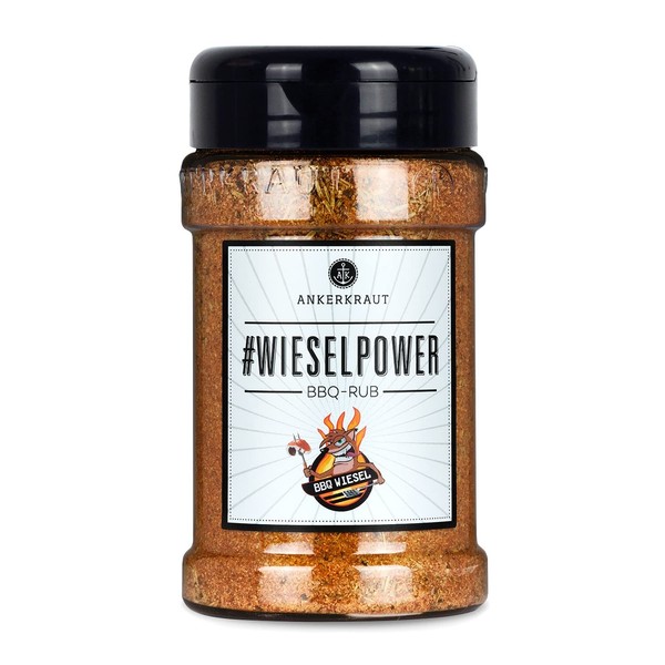 Ankerkraut #Wieselpower, BBQ Rub Spice Mix for Grilling Steaks, Spare Ribs and Pulled Pork, 210 g in Shaker