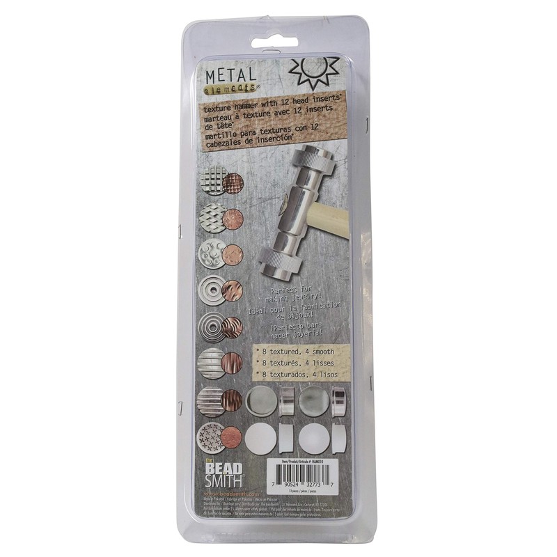 The Beadsmith Interchangeable Texture Hammer - Metal Elements - 10.5