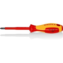 Knipex Screwdriver for cross recessed screws Phillips® burnished, insulating multi-component handle, VDE-tested 212 mm 98 24 02