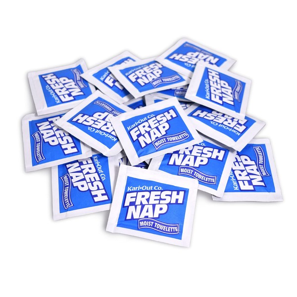 Fresh Nap Moist Towelettes Lemon Fragrance, 28"", Single Use, Individually Wrapped, Pack of 1000", Blue