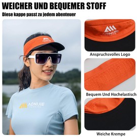 Joscoal Visor Cap Unisex Ultralight Running Visor Sports Sun Visor Elastic Women Men Sun Hat Baseball Hat Sun Visor Cap for Golf Tennis Running Cross Country, orange