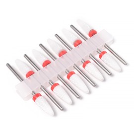 Rolabling 10Pcs Ceramic Nail Drill Bits Set Corn Shape 3/32'' Shank for Gel Acrylic Nails Professional Manicure Pedicure Bits for Cuticle Removal Nail Polishing Electric Nail File Accessories (Fine)