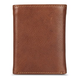 Eddie Bauer Signature Logo Leather Trifold Wallet with 6 Card Slots and RFID Protection - Tan