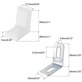 TA-VIGOR 8Pcs L Shaped Angle Bracket, 90 Degree Right Angle Metal Shelf Corner Brace Plate with 8 x Plastic Cover for Wood Furniture Cabinet Desk