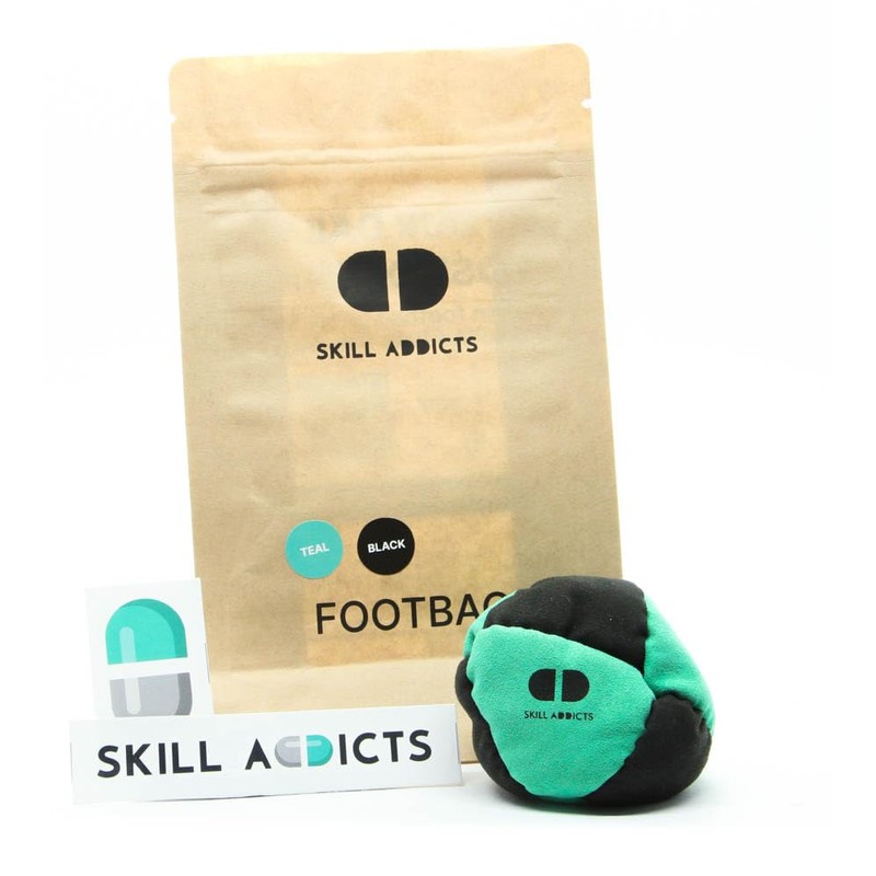 Skill Addicts Footbag - Turquoise Black (Freestyle Foot Bag for