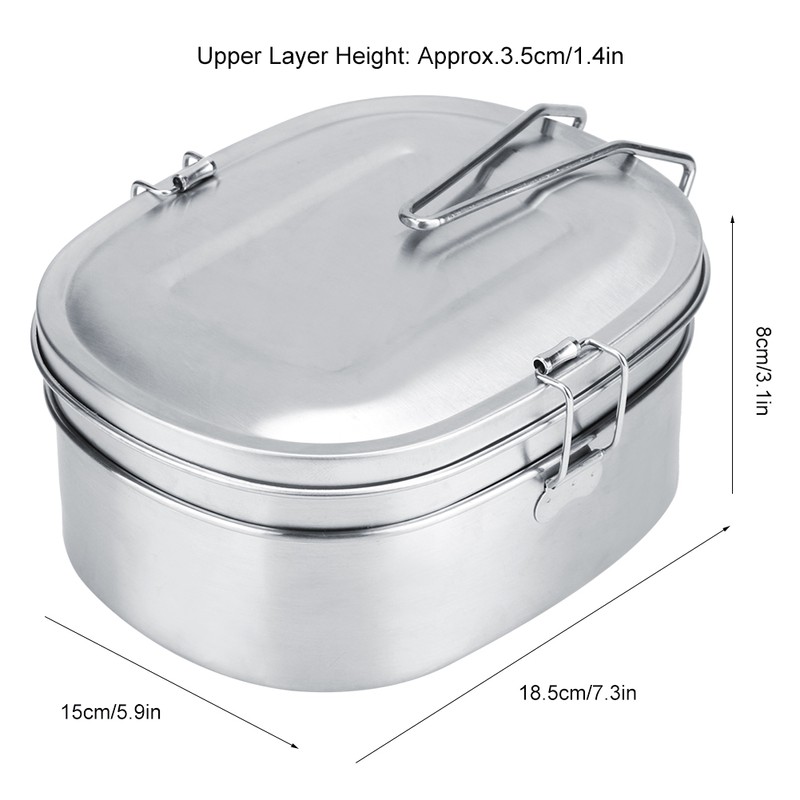 Double Layer Stainless Steel Lunch Box Bento Food Container Outdoor
