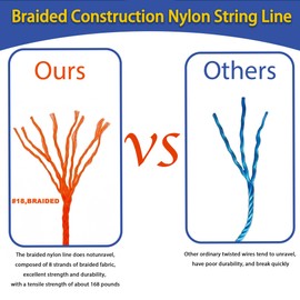 KAOWQNL Mason Line String with Handle Twisted,580Ft #18 Braided Construction Nylon String Line,with 10 Built in Levels & Storage Bag,for Masonry,Gardening,String Level(2 pack Fluorescent Orange)