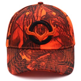 JUSOCC Deer Hunting Camouflage Hats Embroidery Adjustable Fishing Baseball Cap (US, Alpha, Medium, Orange Camo)