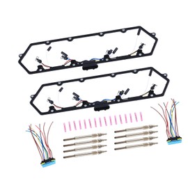 GESEXI F81Z-6584-AA Diesel Valve Cover Gaskets Kit with 8 Glow Plugs Compatible with 98-03 7.3L Ford Powerstroke Diesel F250 F350 E250 E350