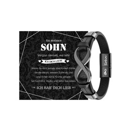 MANVEN An Meinen Sohn Gifts Leather Bracelet Engraved Son Birthday Gift for Boys Men Motivational Gift Christmas Day Inspiration Jewellery 20.5/21.5 cm, No gemstone